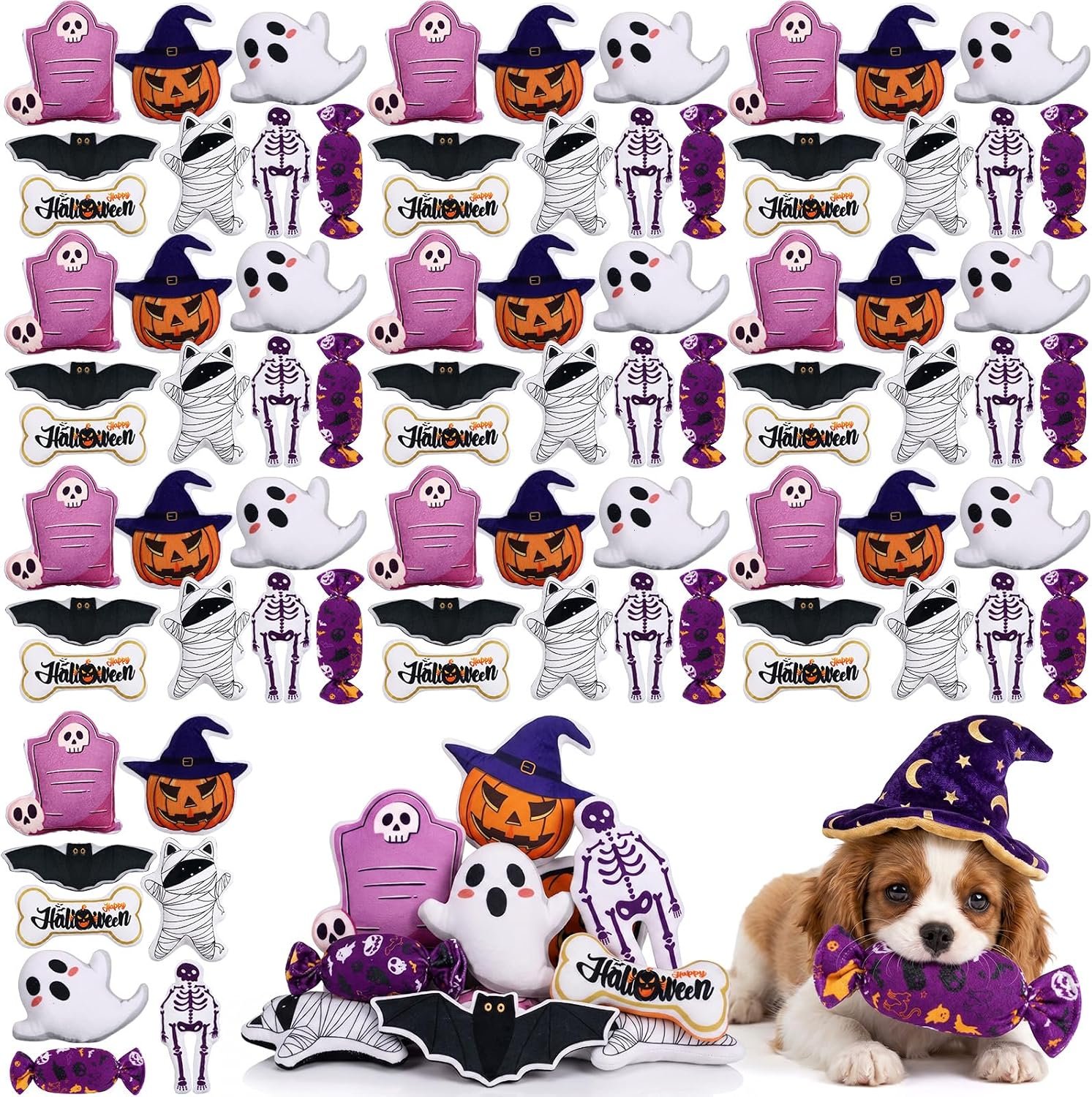 Soulchen 80 Pcs Halloween Dog Squea...