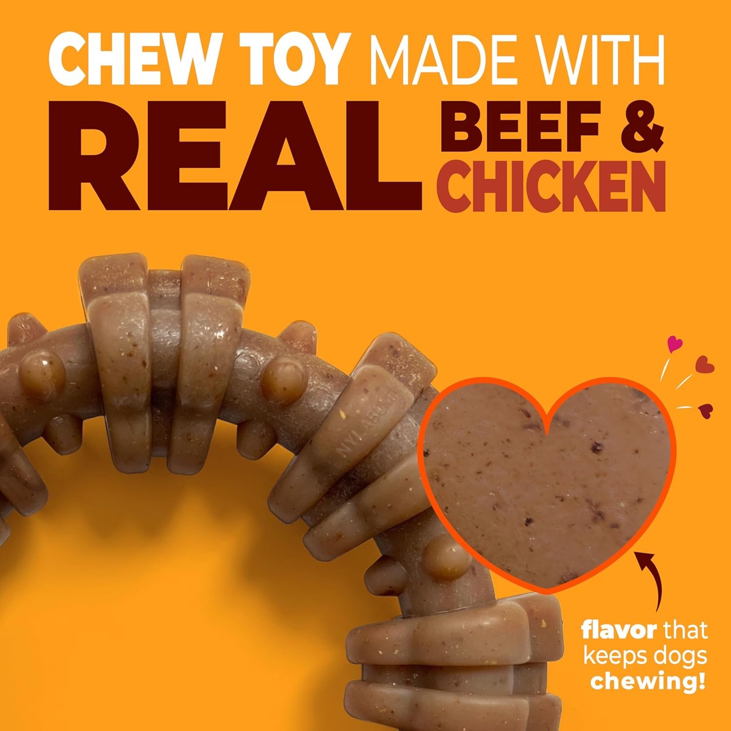 Nylabone Strong Chew Ring Dog Toy, Chew Toy Made with Real Beef & Chicken - Image 2