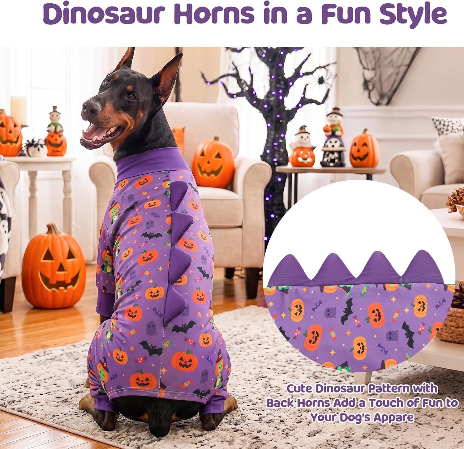 Halloween Dinosaur Dog Pajamas Large Size, Big Dog Onesie Clothes, Anti Shedding and Licking, Post Surgery Recovery Pet Pjs, Cotton Soft Material Stretchable Pet Pajamas U-COSP09L - Image 3