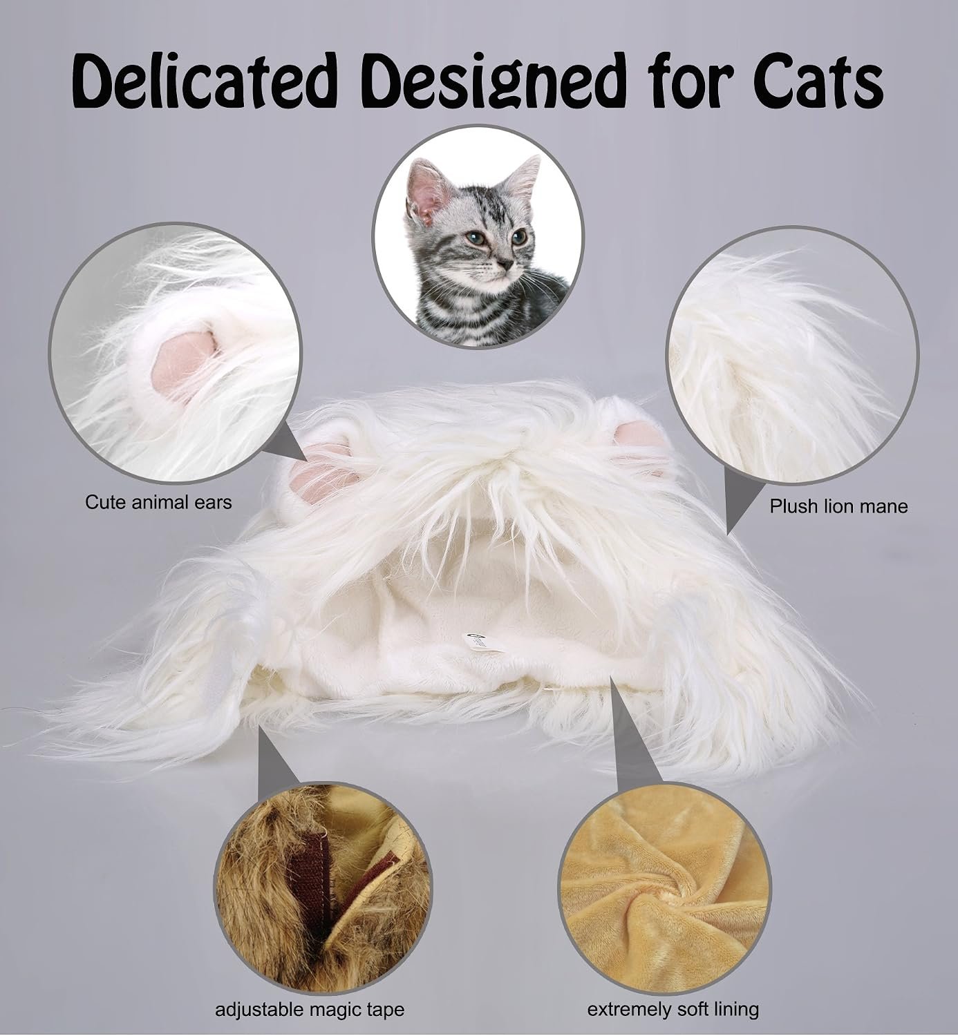 Onmygogo Lion Mane Wig for Cats and Dogs, Funny Pet Cat Costumes for Halloween Christmas, Furry Pet Clothing Accessories - Image 3