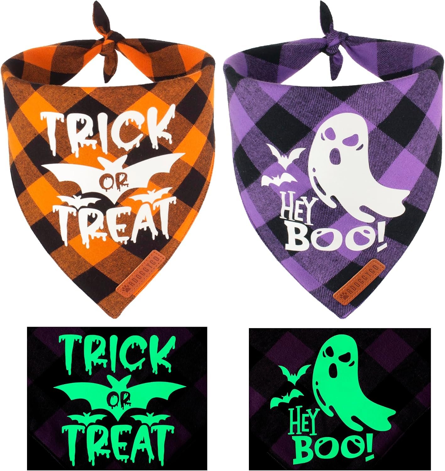 ADOGGYGO Halloween Dog Bandanas, Gl...