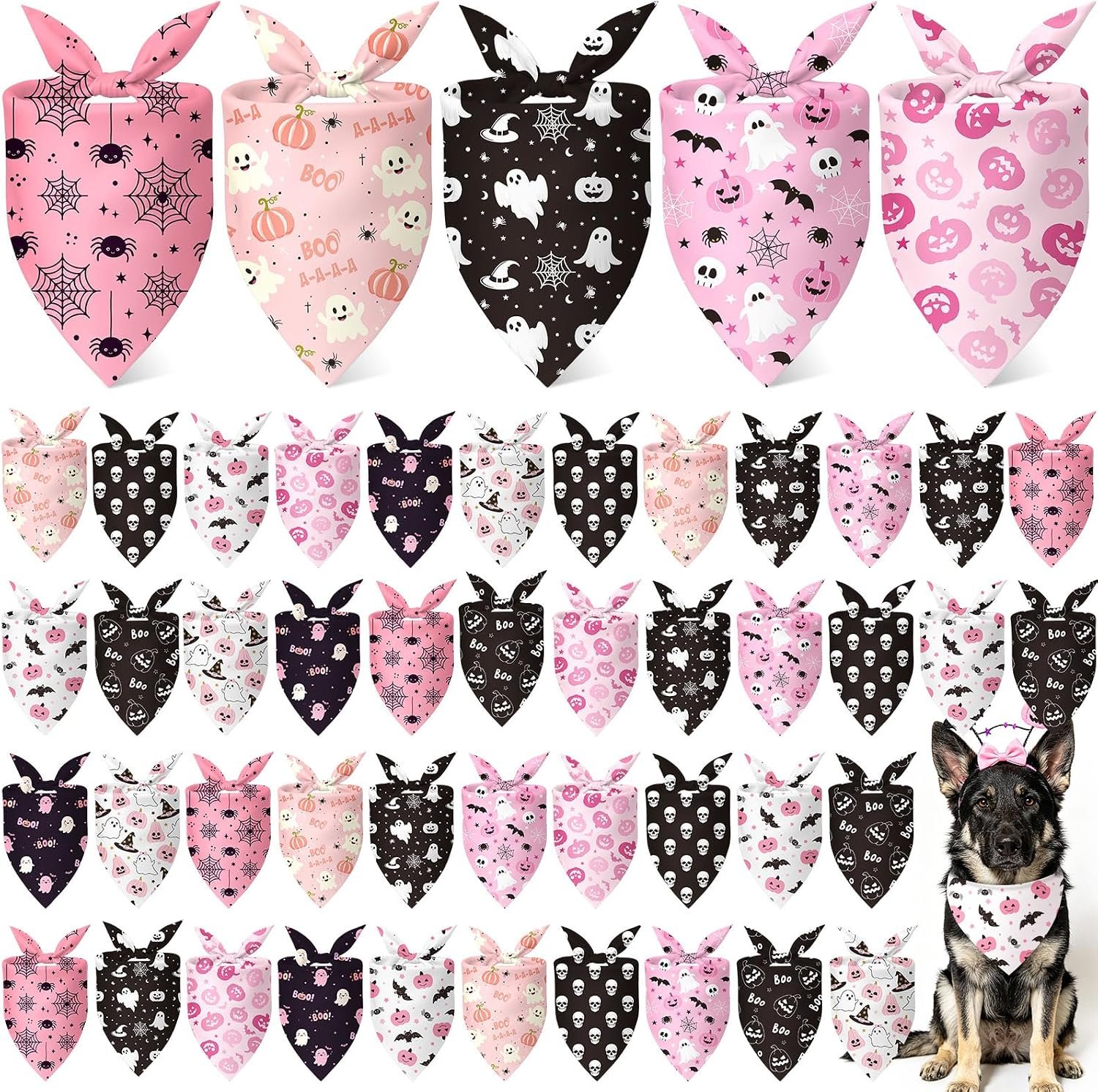 Weewooday 50 Pink Halloween Dog Ban...