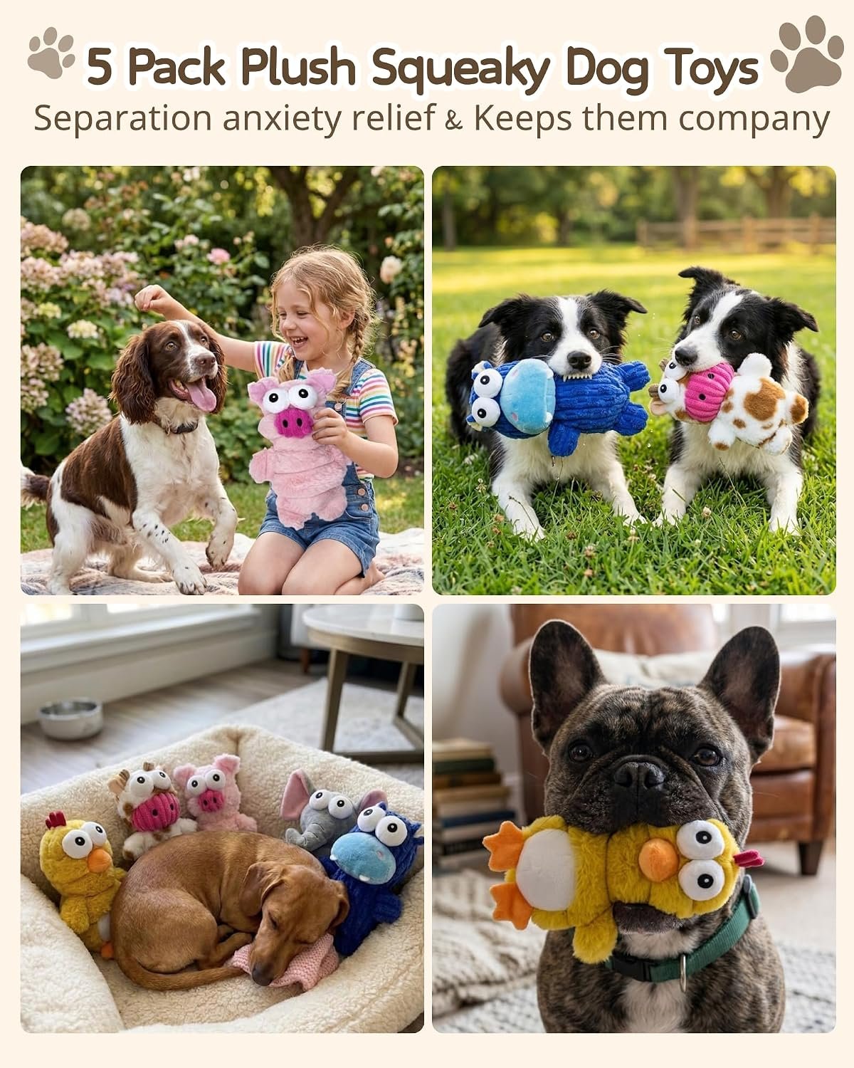 BoYoYo 5 Pack Plush Squeaky Dog Toys for Small Dog,Stuffed Animal Puppy Toy - Image 6