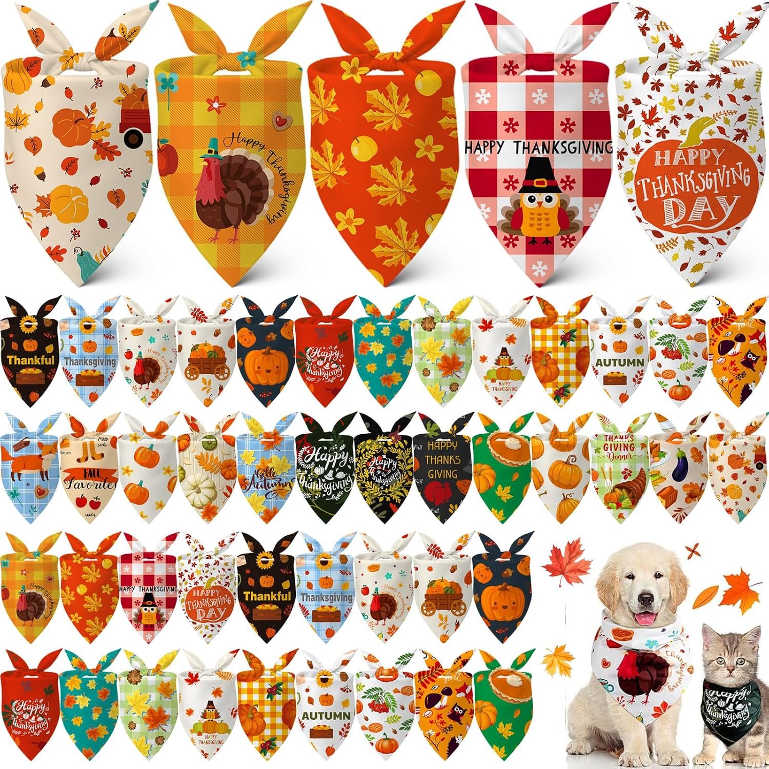 Sanwuta 60 Pcs Fall Dog Bandana Bul...