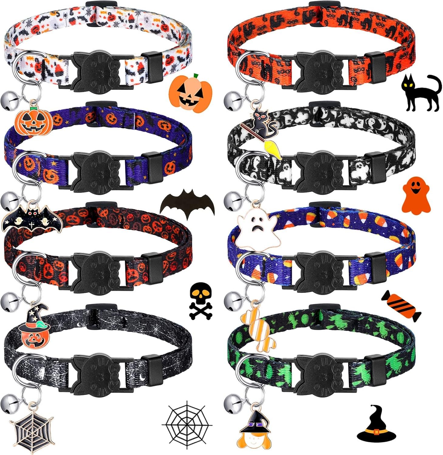 Sanwuta 8 Pcs Halloween Cat Collars...