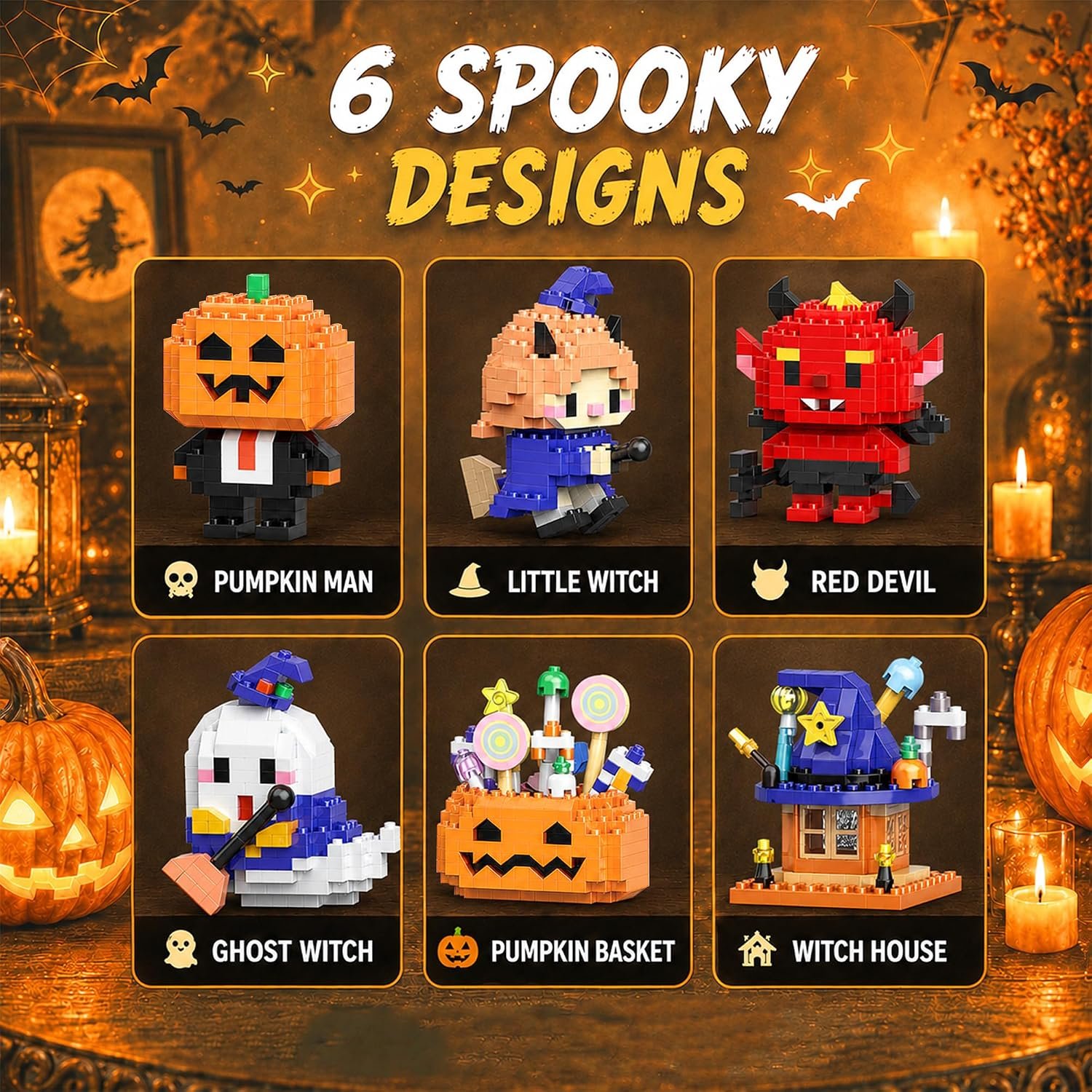 6 in 1 Halloween Building Blocks Compatible with Lego Halloween Party - Image 2