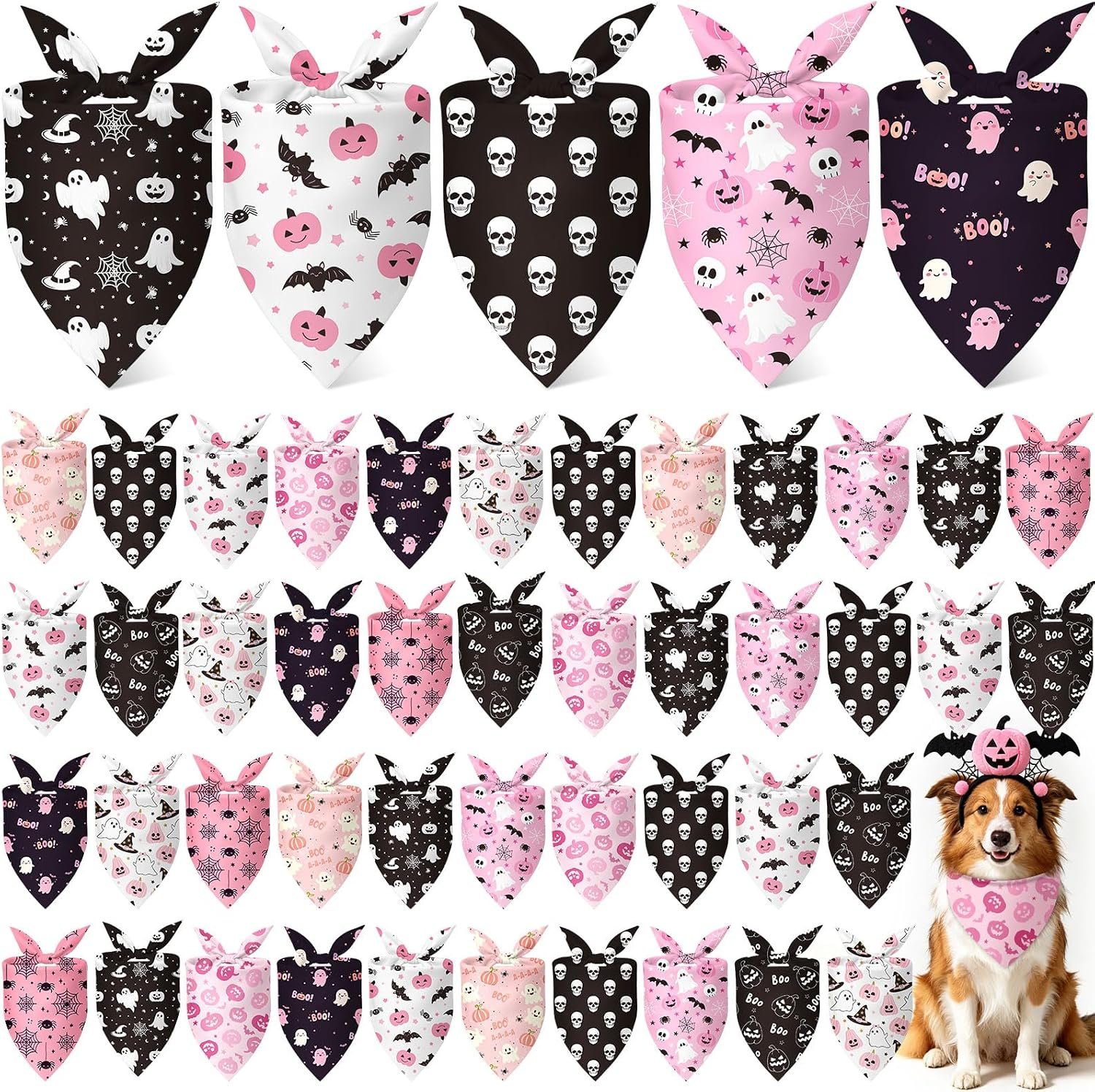 Weewooday 50 Pink Halloween Dog Ban...