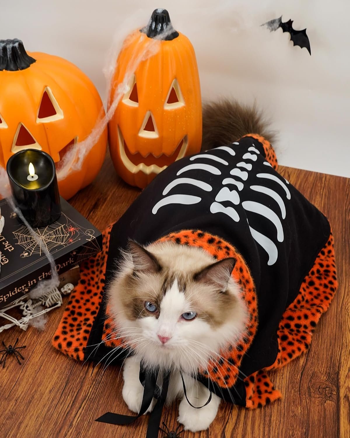 Dog Halloween Costumes, Small Dog Velvet Cloak, with Cute Halloween Pattern Funny Cape for Small Puppy and Kitten Cosplay Party.(White Medium) - Image 7