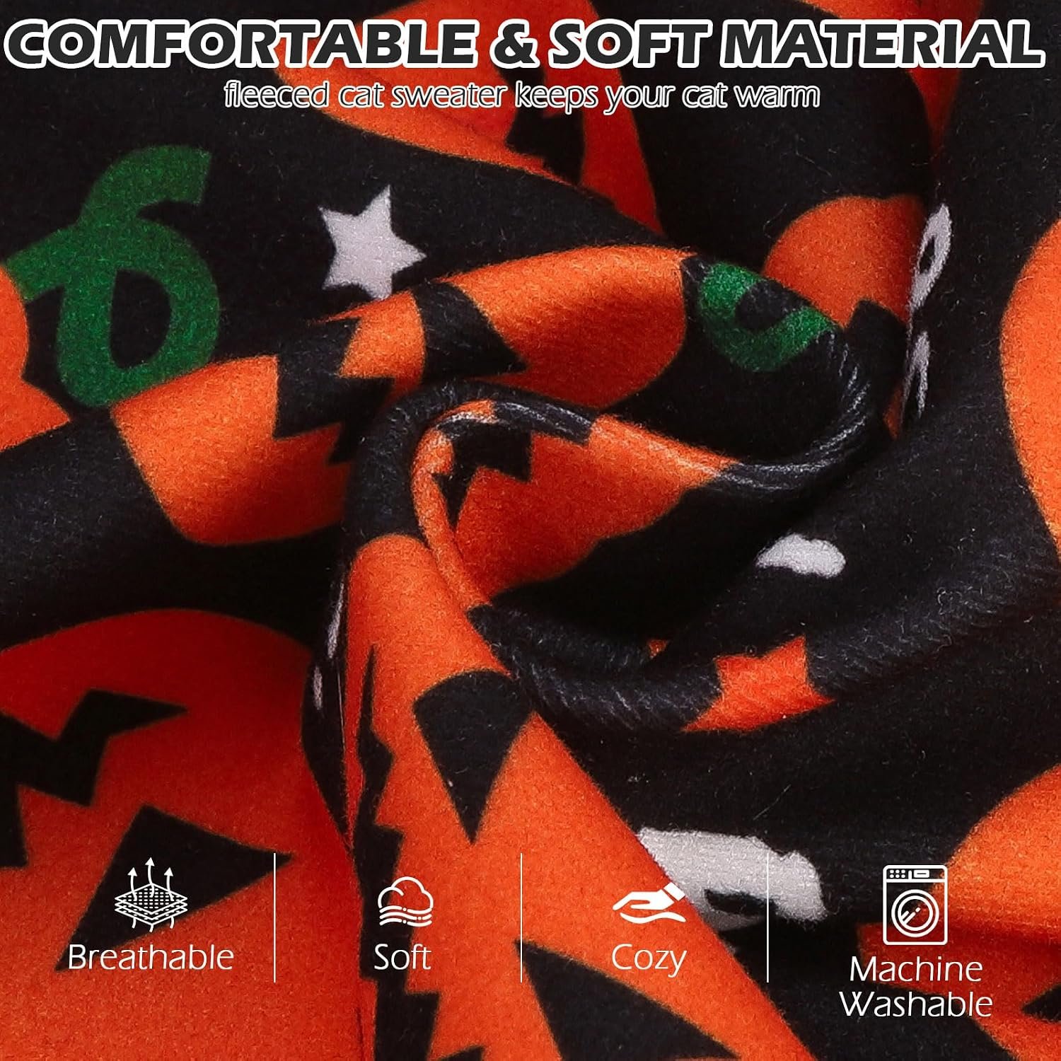 EXPAWLORER Halloween Cat Sweater Warm Fleece Pet Clothes for Cats Only - Image 3