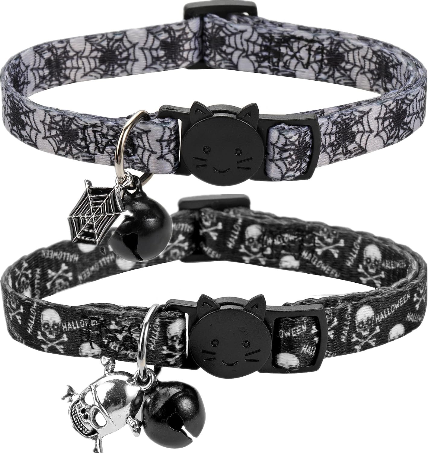 Cat Collar Halloween Set of 2, Skul...