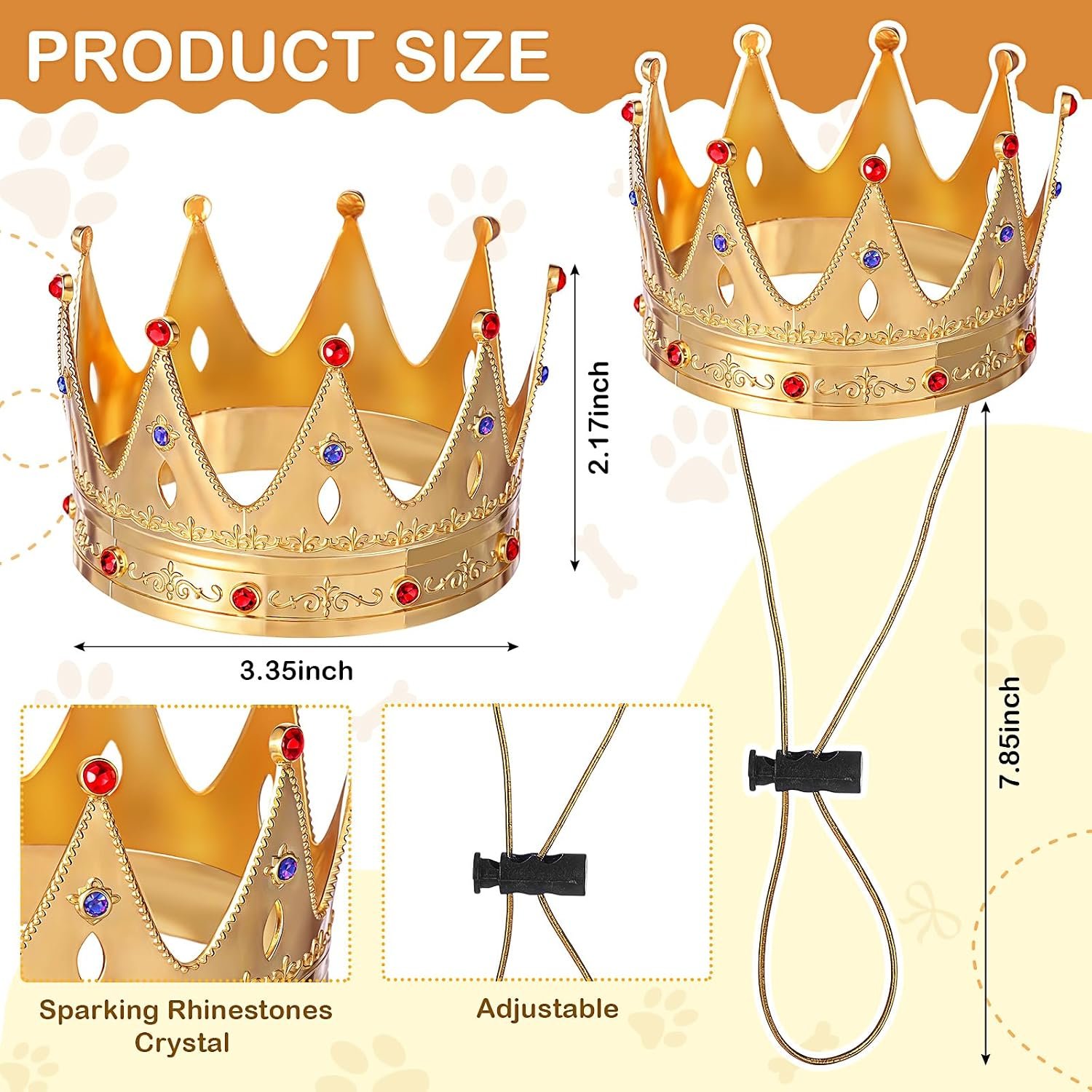 Abbylike Dog Halloween Costume Pet King Crown for Cosplay Party, Medium - Image 2