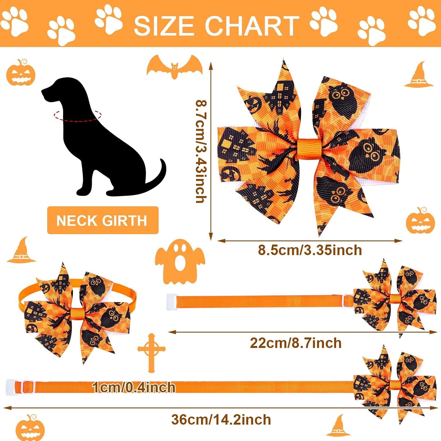 Maitys 40 Pcs Halloween Dog Bows Ties & Collars - Image 2