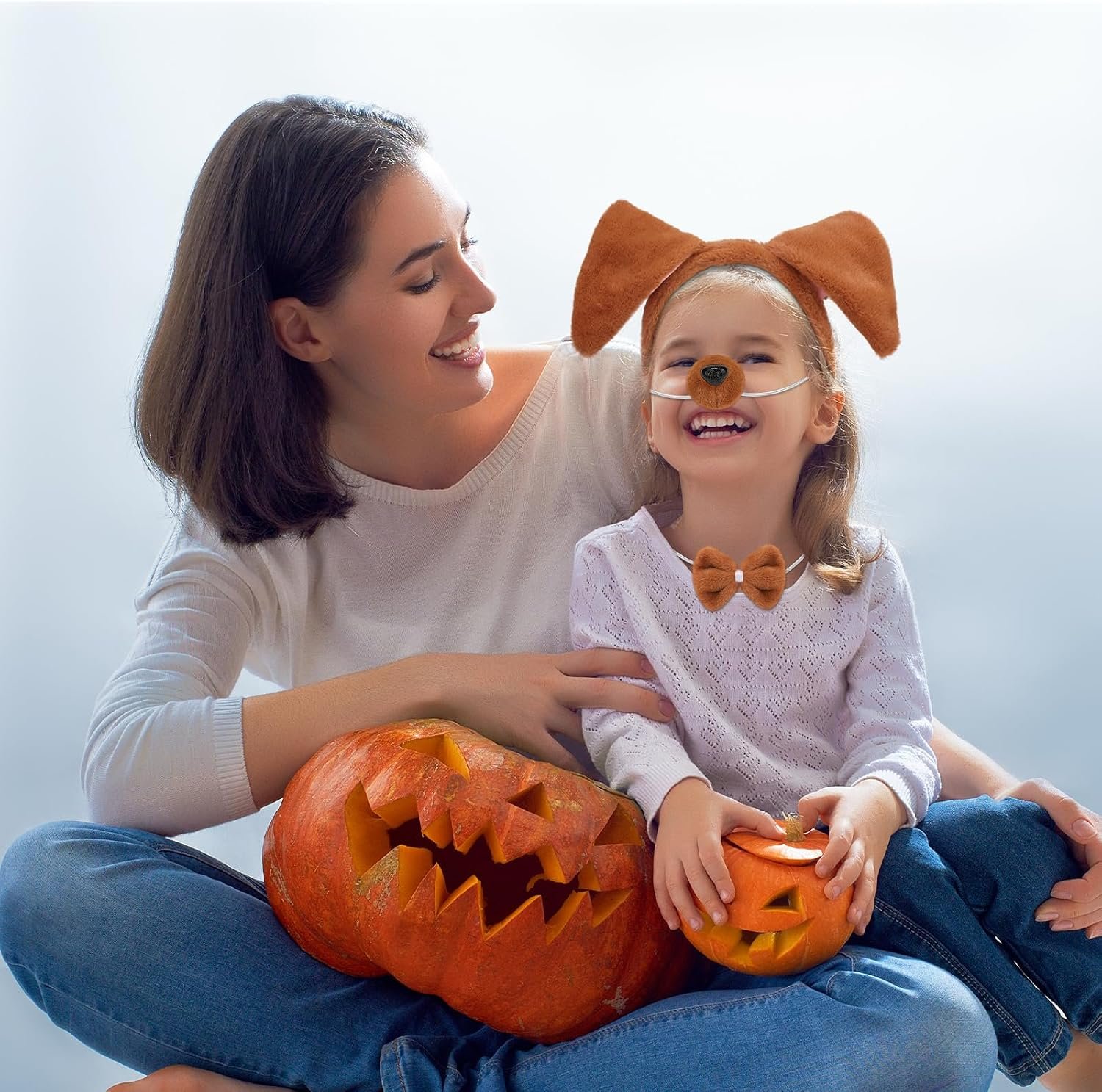 Zoo Animals Costume Accessories Set Animal Ears Headband for Adult with Tail Bow Tie for Halloween Dress Up Party - Image 7