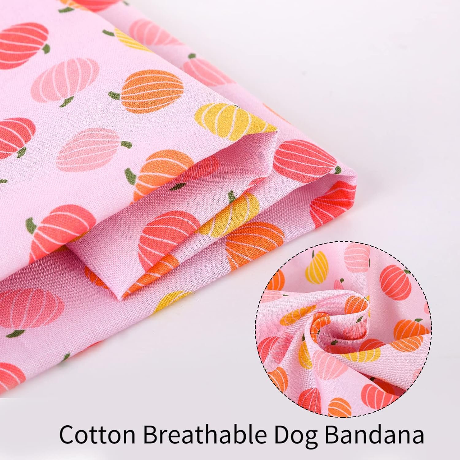 ARING PET Halloween Dog Bandanas, Cotton Pink Pumpkin Pet Bandanas Cute Triangle Bibs Scarf for Small Medium Large Boy Girl Dogs and Cats-L - Image 2