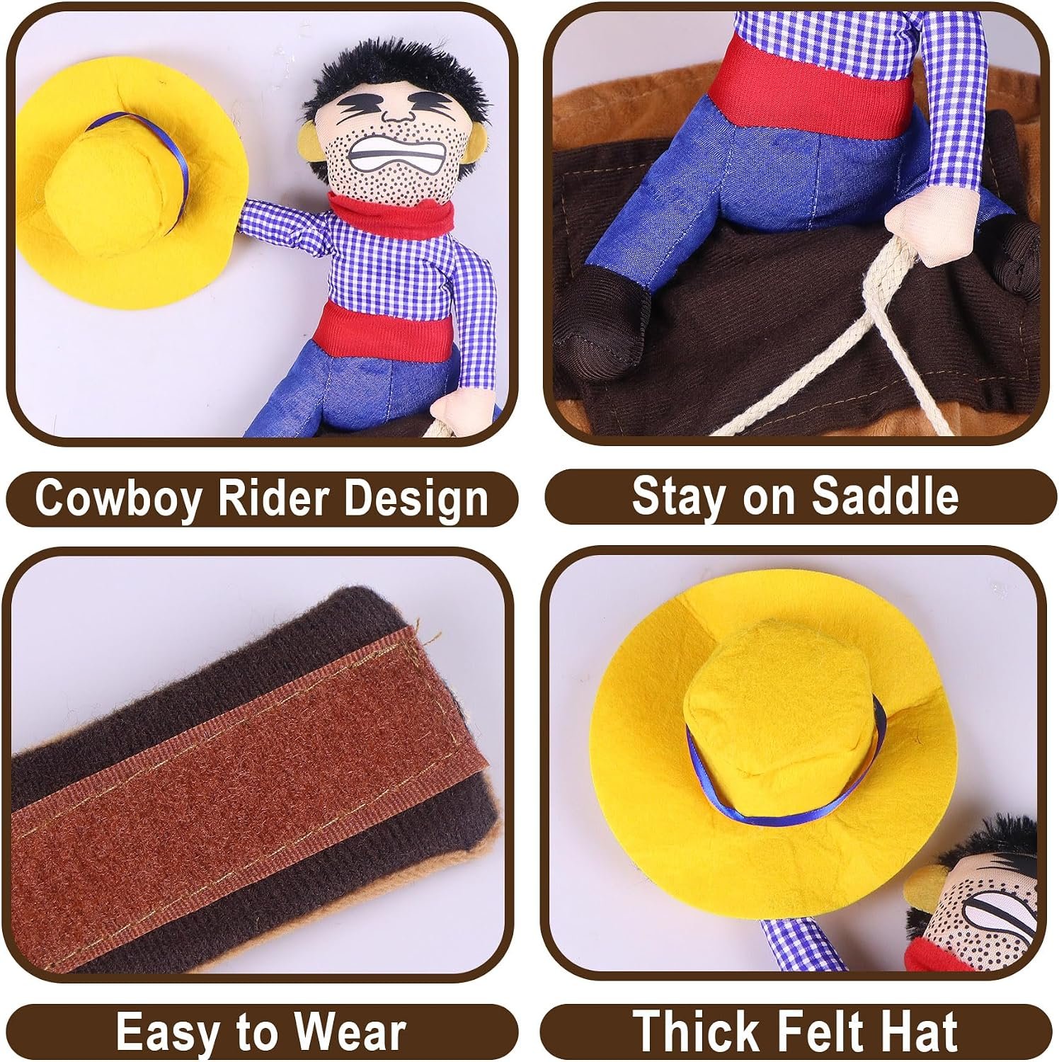 GOYOSWA Dog Cowboy Costume, Dog Halloween Costumes Cowboy Rider Dog Costume Funny Dog Costume for Small Medium Large X-Large Dogs (Medium) - Image 3