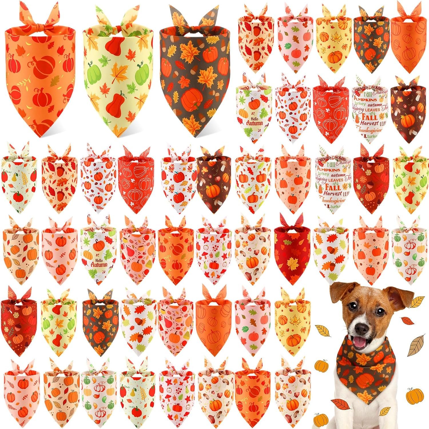 Abbylike 50 Pcs Fall Dog Bandanas B...