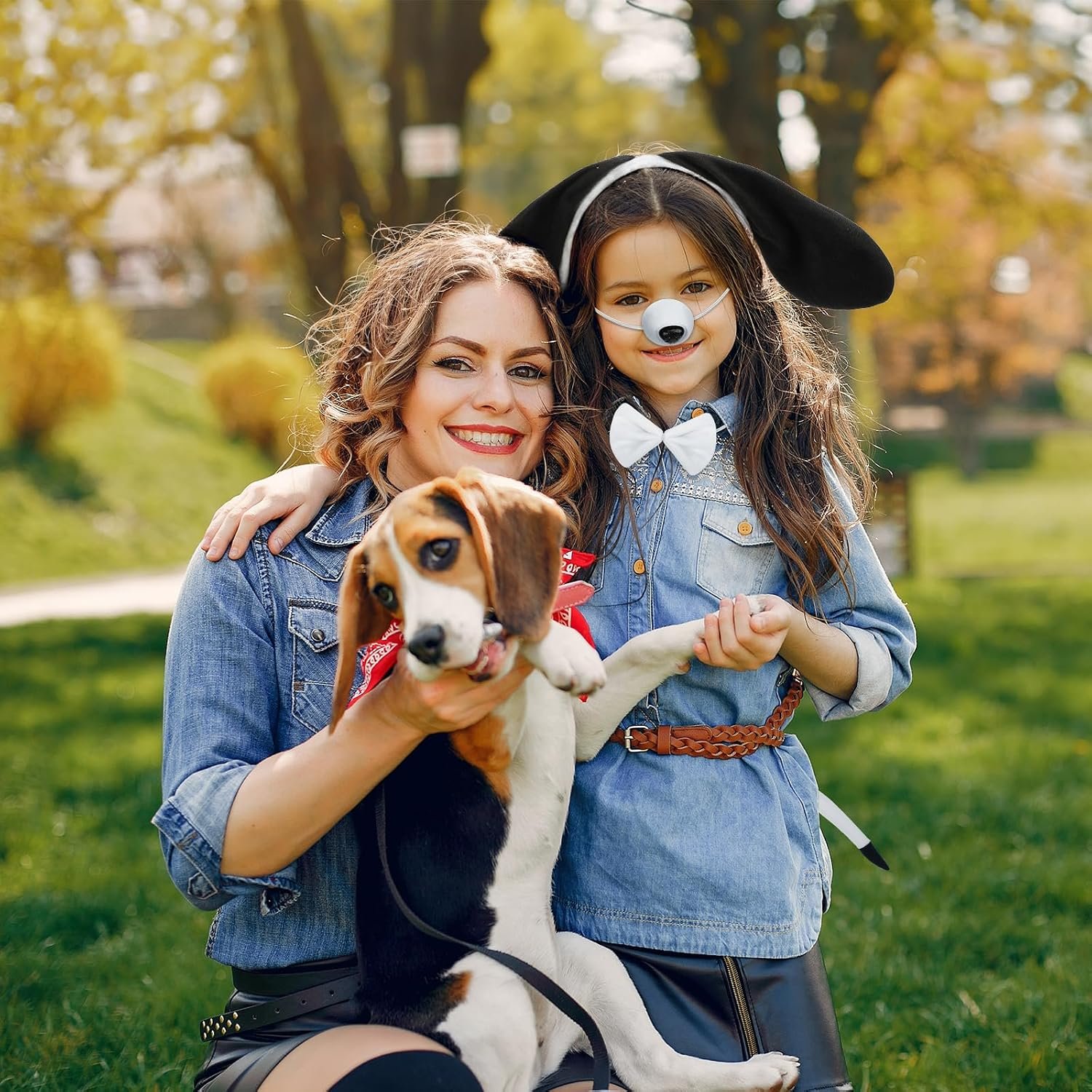 Zoo Animals Costume Accessories Set Animal Ears Headband for Adult with Tail Bow Tie for Halloween Dress Up Party - Image 7