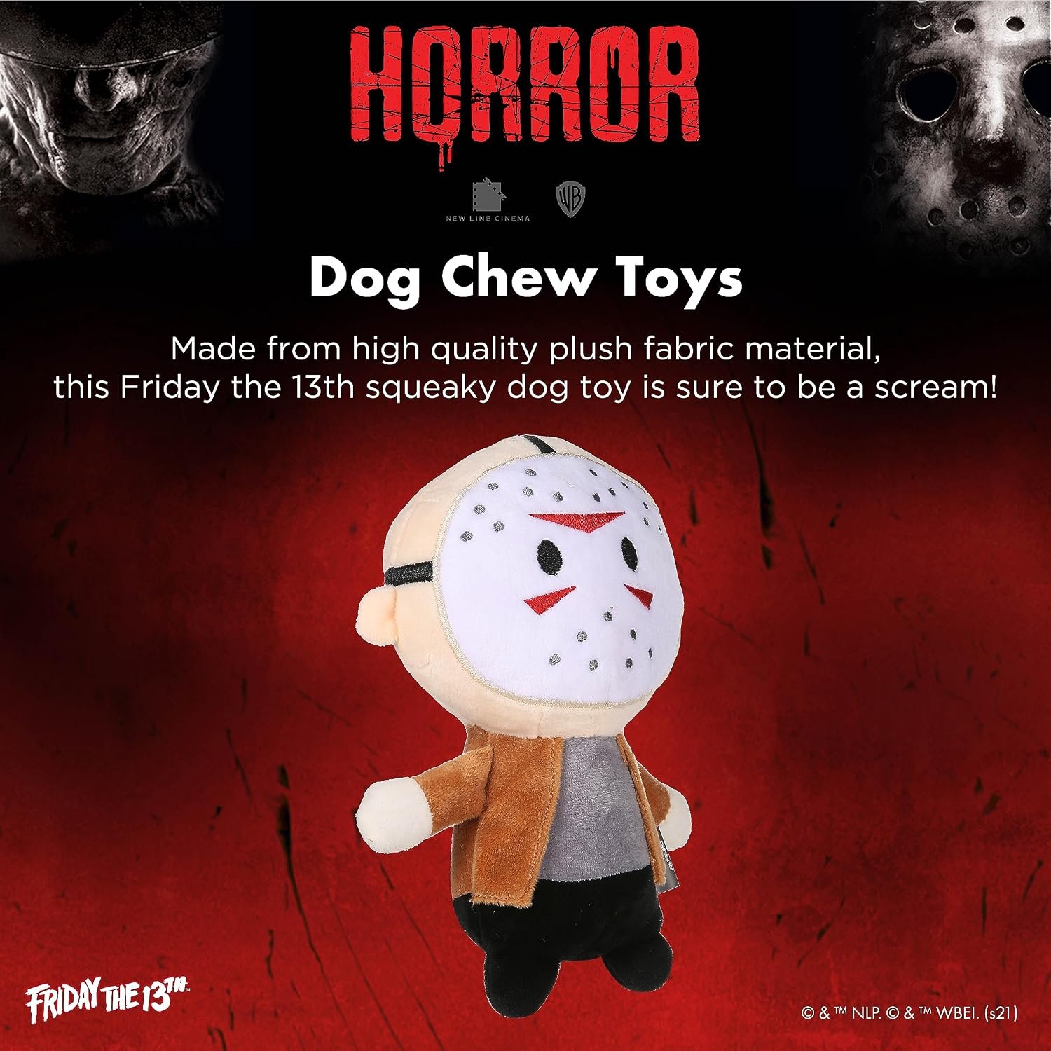 Warner Bros Jason Voorhees Plush Figure Dog Toy, 6 Inch - Image 4