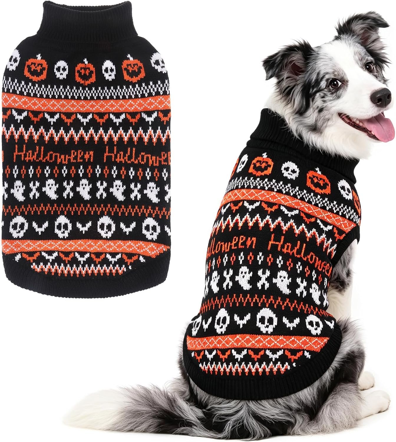 PUPTECK Large Halloween Dog Sweater...