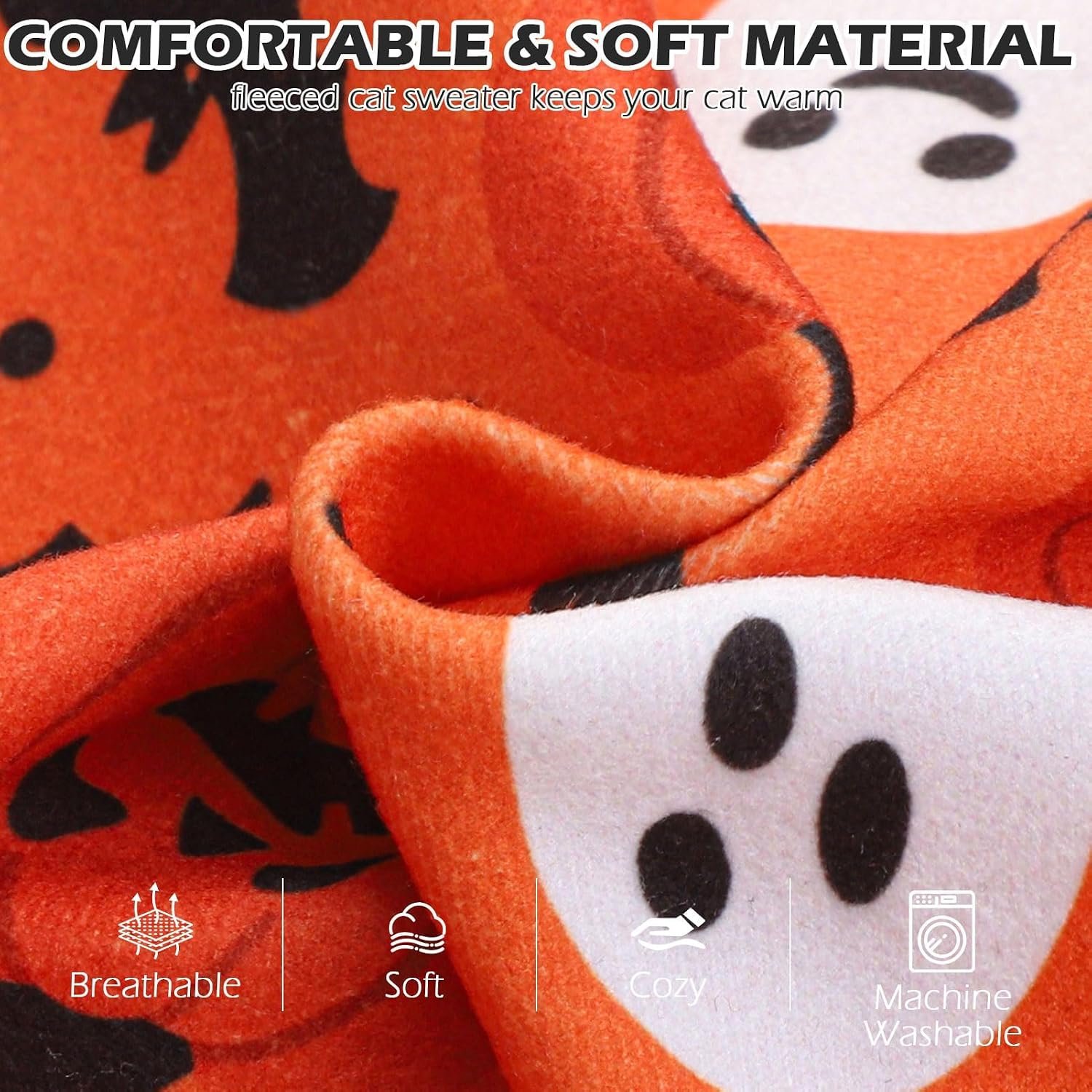 EXPAWLORER Halloween Cat Sweater Warm Fleece Pet Clothes for Cats Only - Image 2