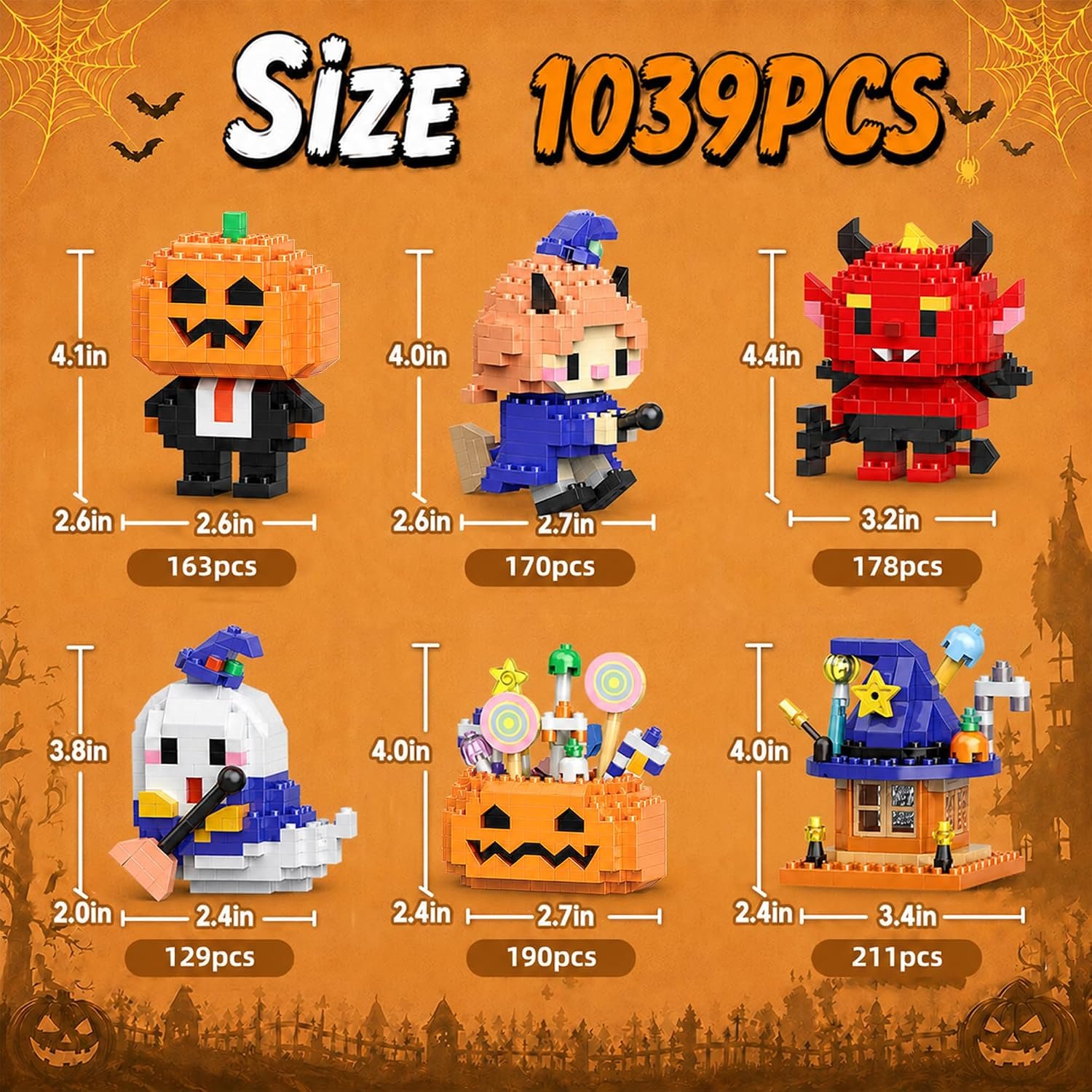 6 in 1 Halloween Building Blocks Compatible with Lego Halloween Party - Image 3
