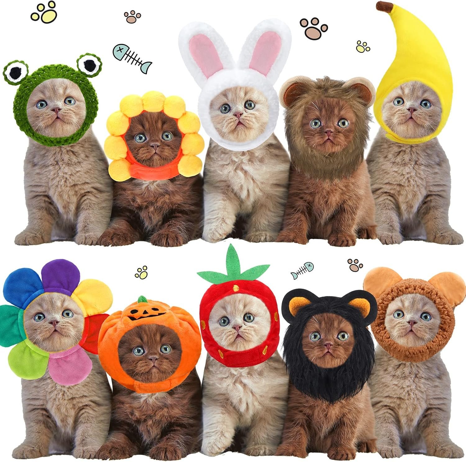 Reginary 10 Pcs Cat Hat Adjustable ...
