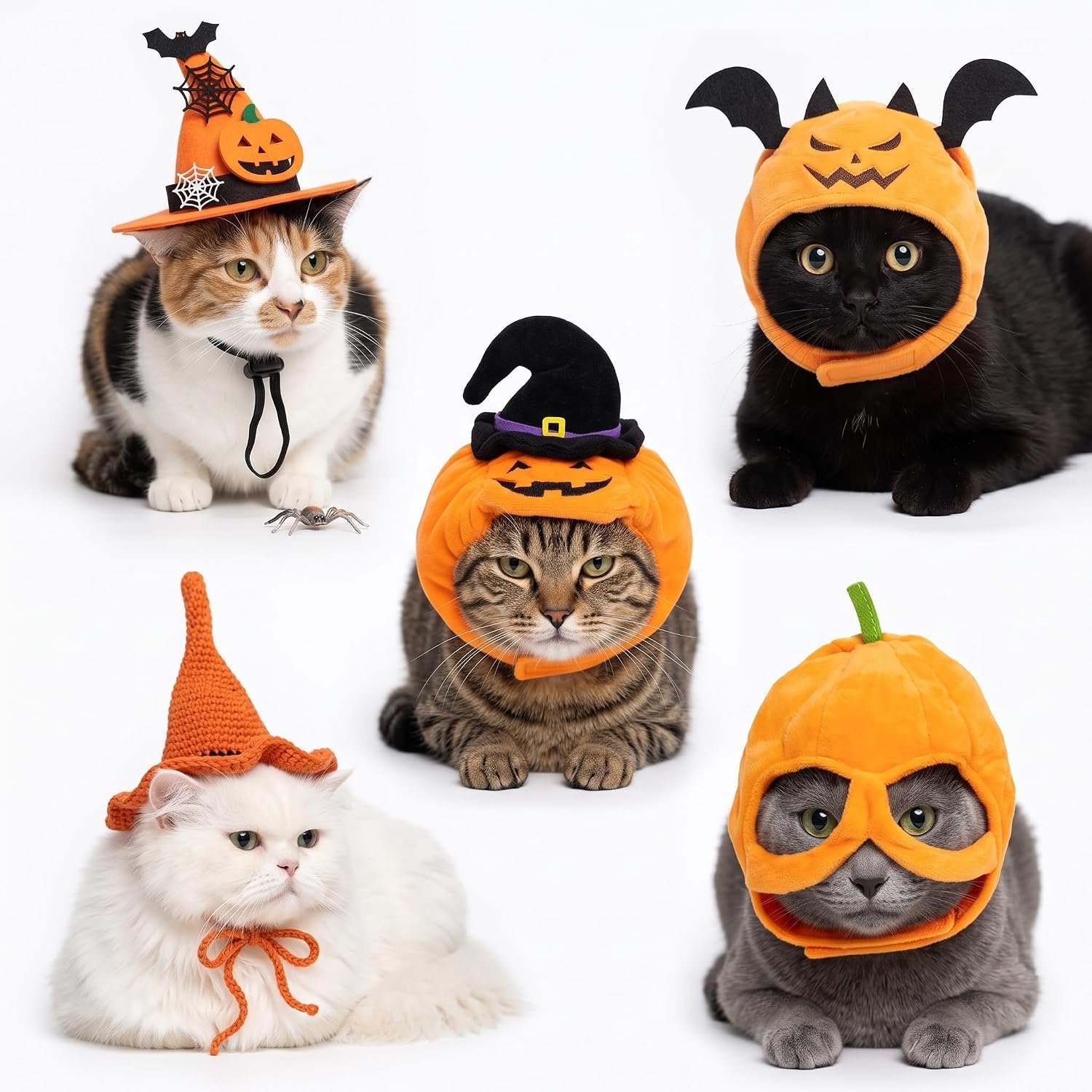 5-Pack Cat Halloween Hat Set –...