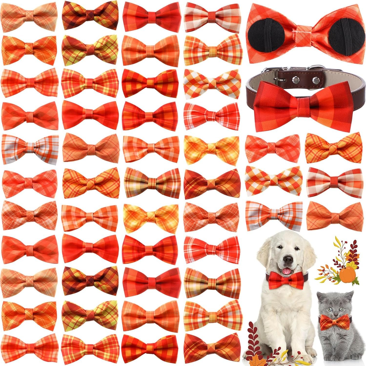 Hillban 50 Pcs Fall Dog Bow Ties Bu...