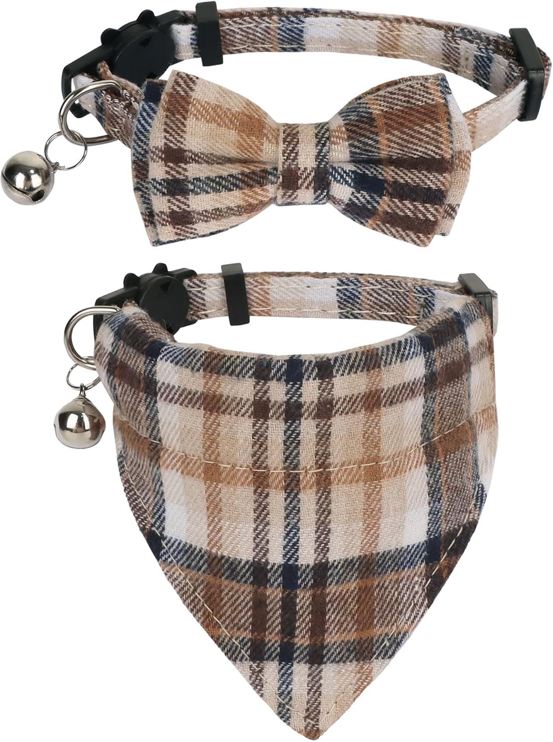 ADOGGYGO Plaid Fall Cat Collar with...