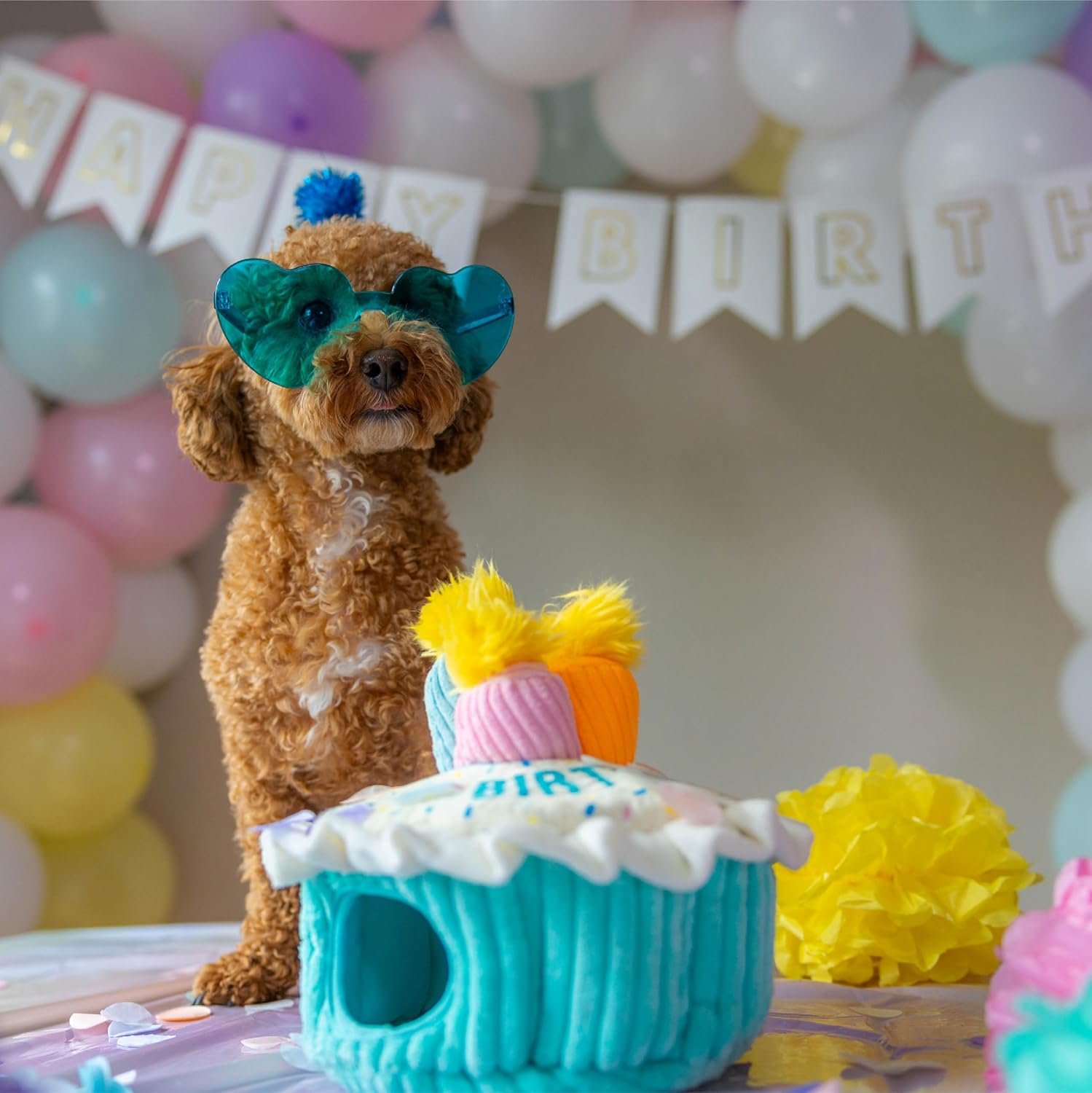 Outward Hound Hide-A-Birthday-Cake Plush Squeaky Dog Toy, 7.5" x 4.7" - Image 7