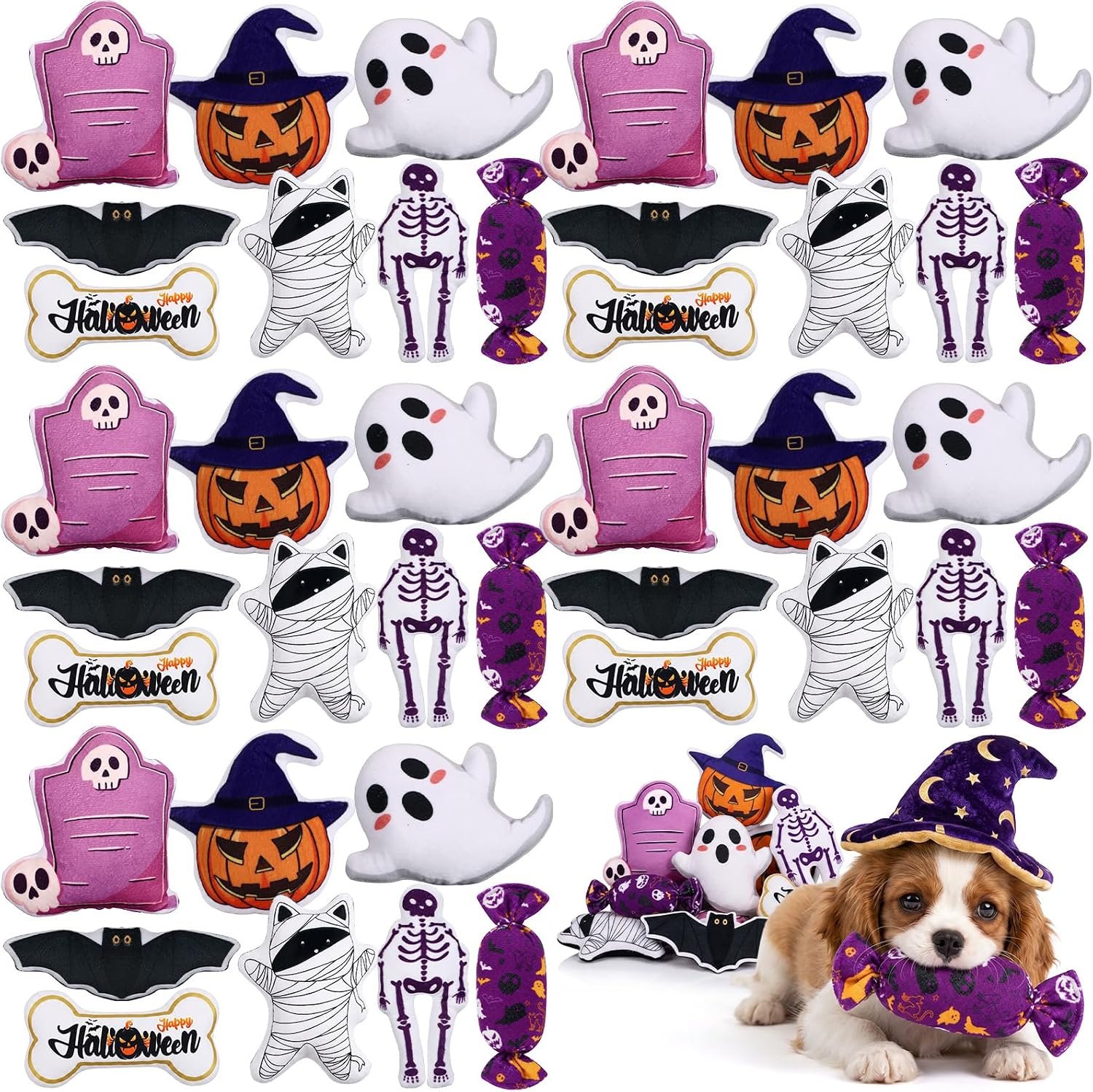 Soulchen 40 Pcs Halloween Dog Squea...