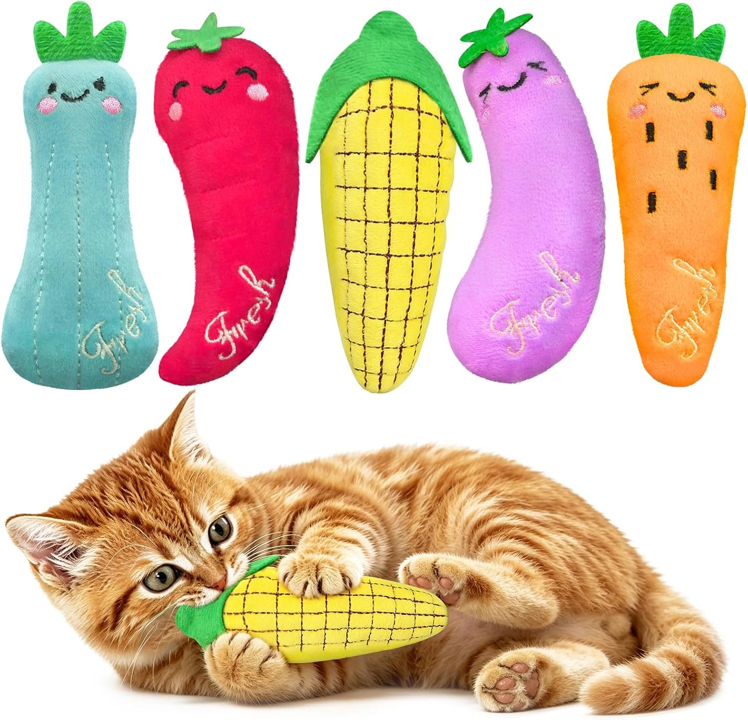 ETEKYER Catnip Cat Toys 5 Pack Vege...