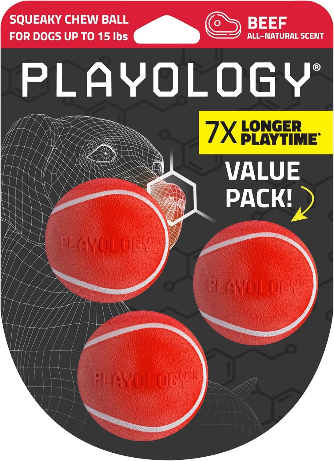 Playology Squeaky Chew Ball Dog Toy...