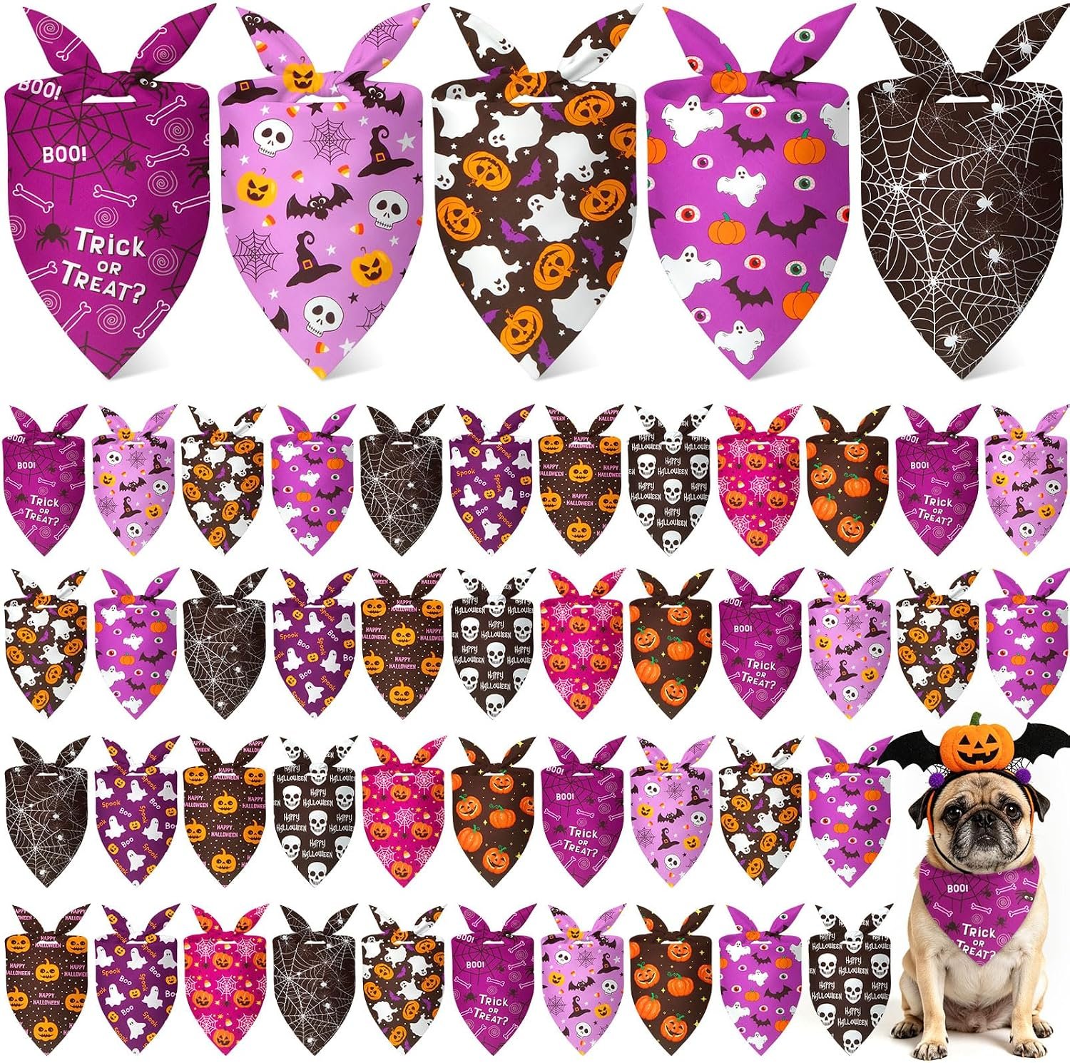 Weewooday 50 Pcs Halloween Dog Band...