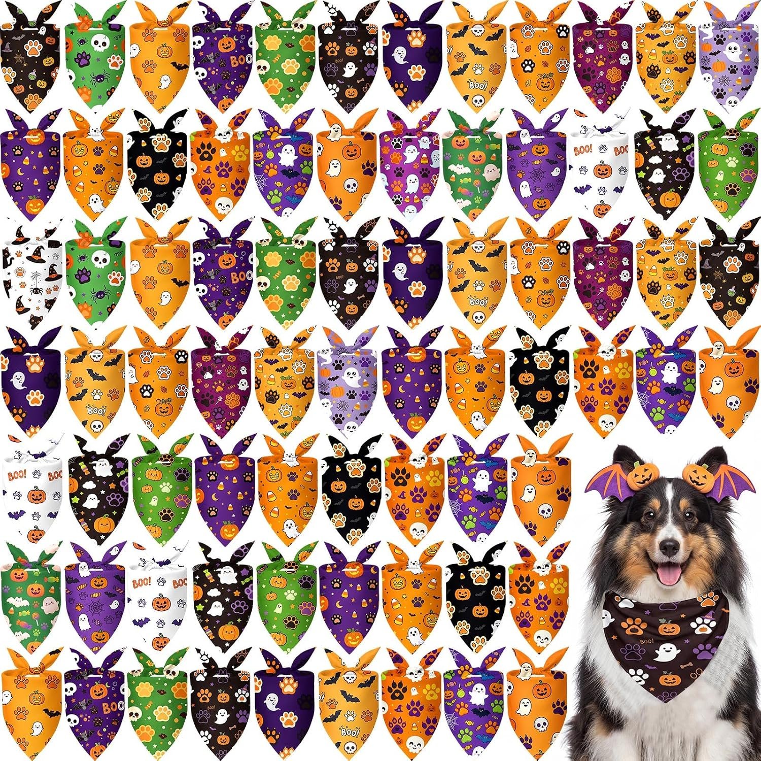 Abbylike 100 Pcs Halloween Dog Band...
