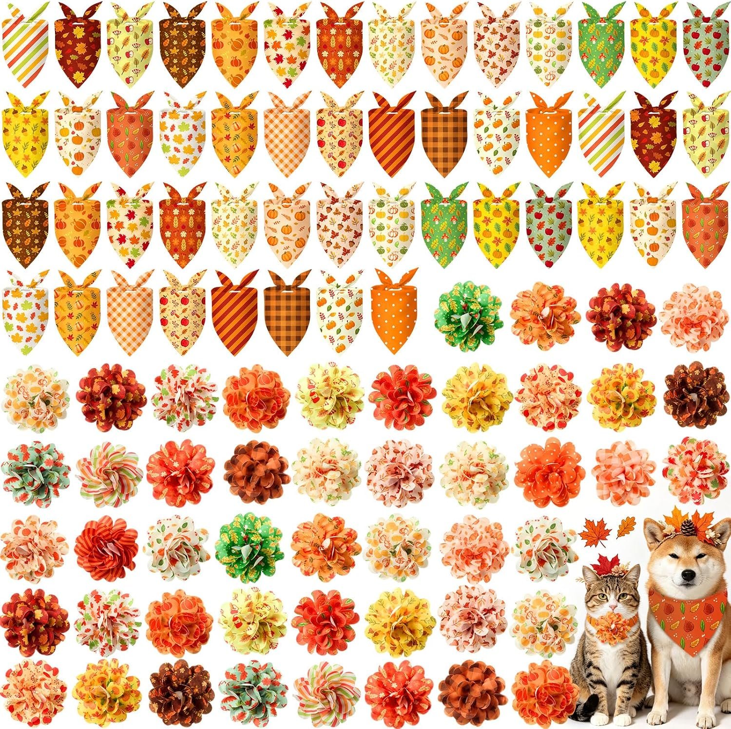 Huhumy 100 Pcs Fall Dog Bandana  ...