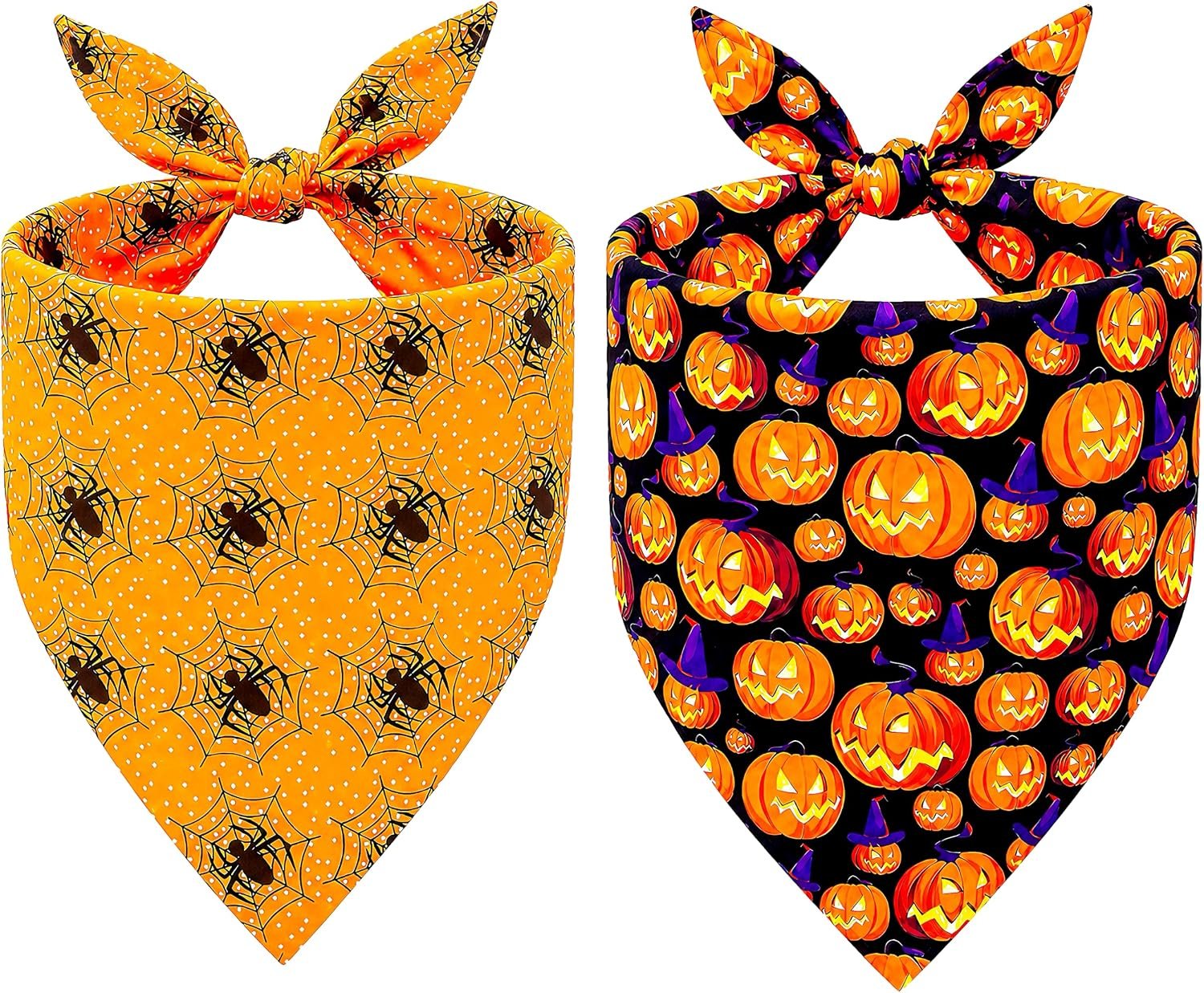 2 Pack Halloween Dog Bandanas, Pump...