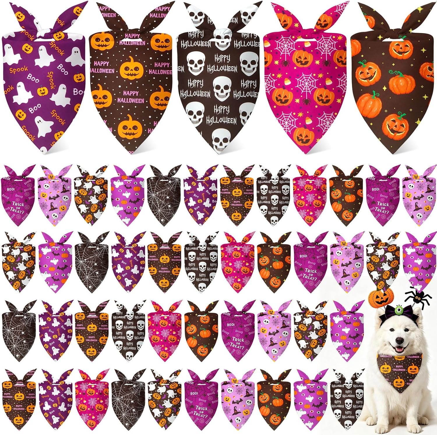Weewooday 50 Pcs Halloween Dog Band...