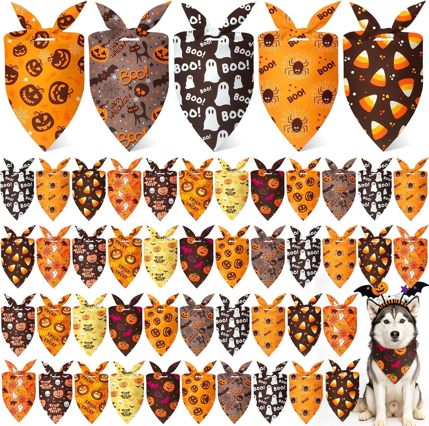 Weewooday 50 Pcs Halloween Dog Band...