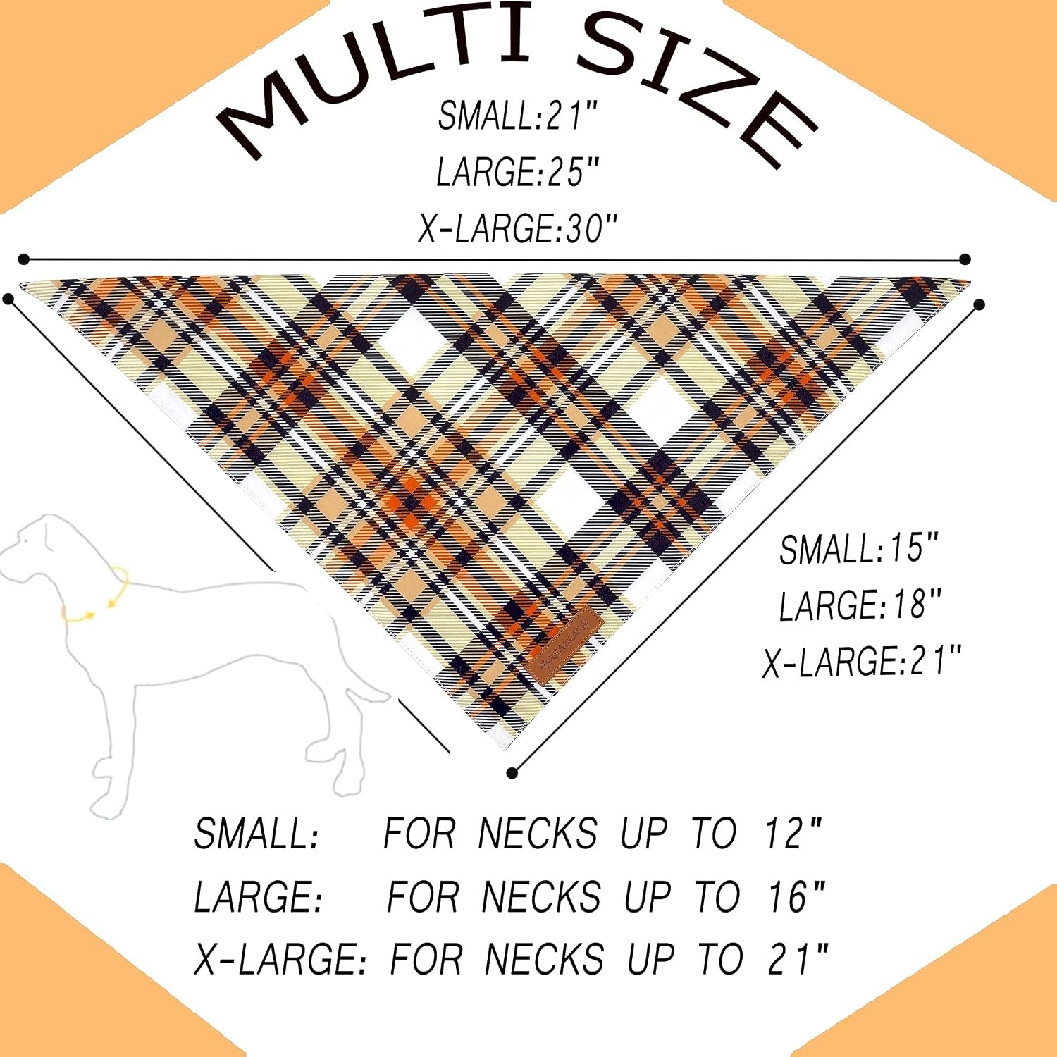 Realeaf Fall Dog Bandanas 2 Pack, Reversible Orange Plaid Holiday Pet Scarf for Boy and Girl, Premium Durable Fabric, Halloween Thanksgiving Bandana for Small and Medium Dogs (Small) - Image 2