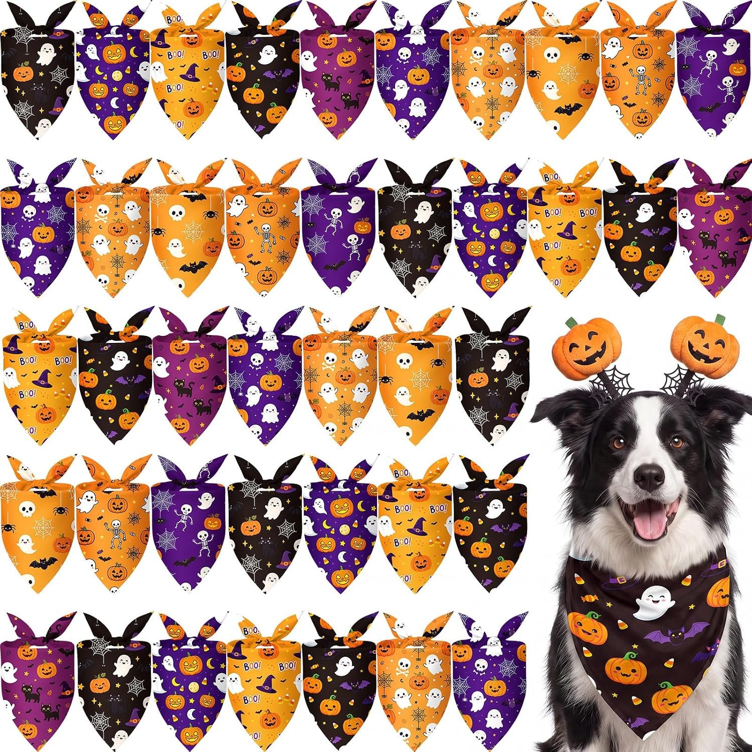 Weewooday 50 Pcs Halloween Dog Band...