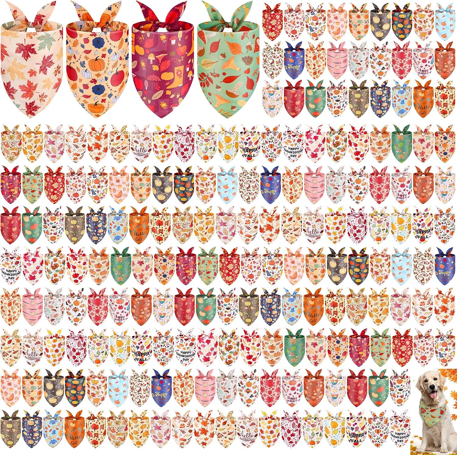 [Hemmed] 200 Pcs Fall Dog Bandanas ...
