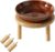 Havniva Elevated Cat Bowls Raised Ceramic Cat Bowl, 5.7” Wide Opening Cat Food Bowl Whisker Friendly Cat Dish Anti-Slip with Bamboo Stand, Shallow Pet Food & Water Bowl for Indoor Cats