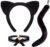JIALWEN Black Cat Costumes Set Cat Ears Headband with Tail and Bell Collar Halloween Party Cosplay Dress Up Accessories for Adults Women Girls