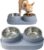 Non-Slip Tilted Double Dog & Cat Bowl with Removable Inserts, Anti-Tip Dual Food and Water Feeder for Small Dogs and Cats, Easy to Clean (Grey)