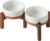 Havniva 6.1″ Elevated Dog Bowls Ceramic Raised Dog Bowl with Non-Slip Stand (Acacia Wood) Two Height Options, Dog Food & Water Bowl for Small & Medium Breed Dogs – 3.4 Cups 27 oz