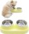 Non-Slip Tilted Double Dog & Cat Bowl with Removable Inserts, Anti-Tip Dual Food and Water Feeder for Small Dogs and Cats, Easy to Clean (Pastel Yellow)