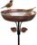 Metal Bird Bath for Outdoors, 12″ Dia Bowl with Stable Upgrades Stake Birdbaths Garden Yard Lawn Decor 0.7 Gallon