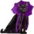 Qiansail Cat Cape Vampire Cloak Halloween Dog Costume Pet Cosplay Apparel Outfit Decor Accessories for Puppy Kitten, Black and Purple, Polyester, Adjustable 7-19 Inches
