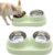 Non-Slip Tilted Double Dog & Cat Bowl with Removable Inserts, Anti-Tip Dual Food and Water Feeder for Small Dogs and Cats, Easy to Clean (Pastel Green)